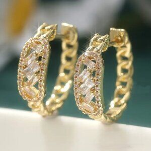 14K Gold Womens 2ct Diamond Small Hoop Earrings Ladies NEW 14 K Silver Jewelry